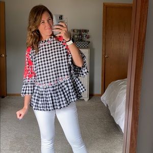 Pankaj & Nidhi Gingham Peplum Swing Top